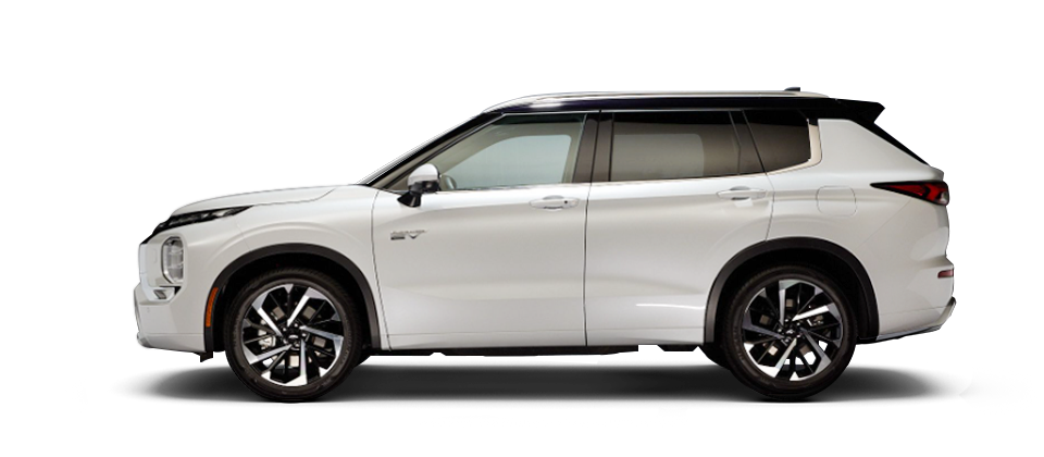 A white 2023 Mitsubishi Outlander PHEV SUV