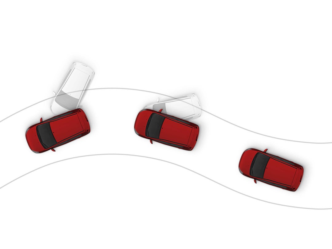 Animated demonstration of active stability control in the 2022 & 2023 Mitsubishi Mirage