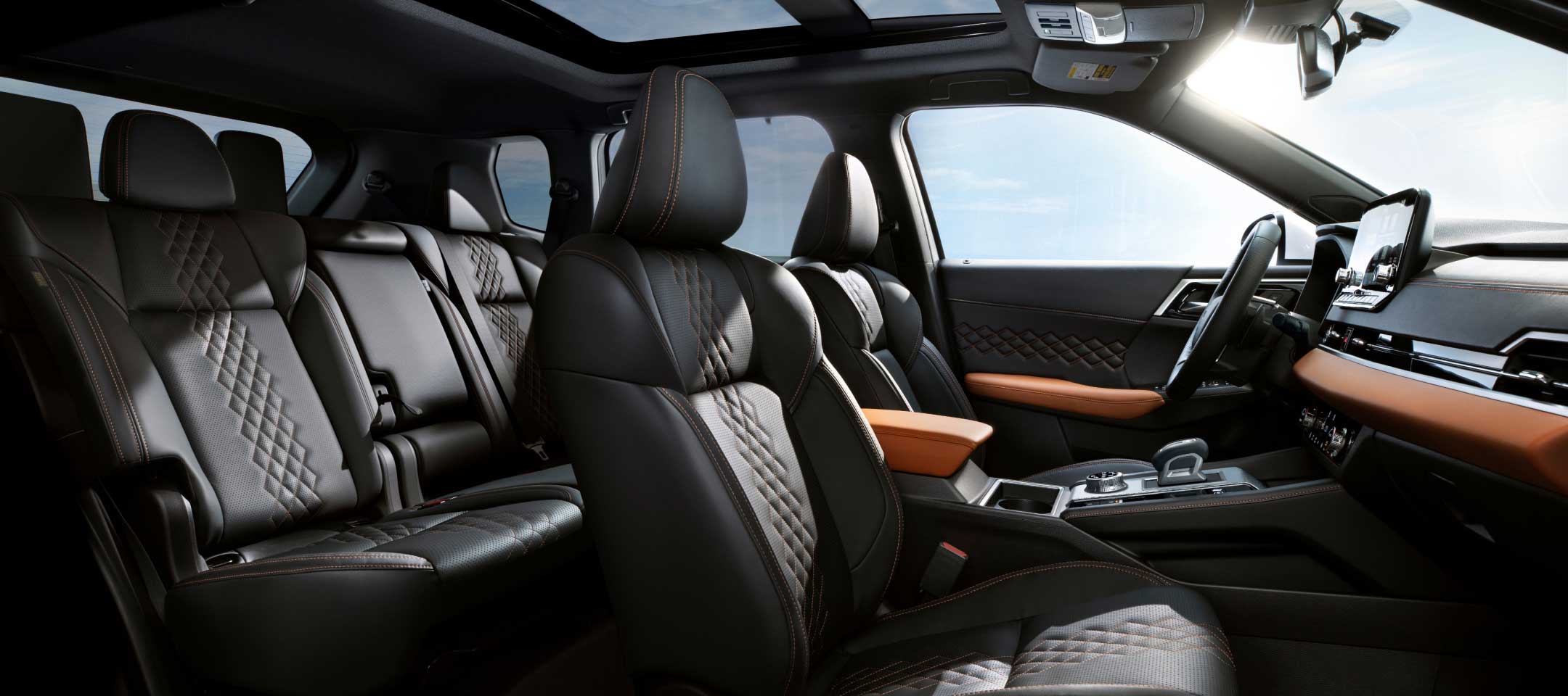 Interior view of the 2023 Mitsubishi Outlander PHEV SUV seating