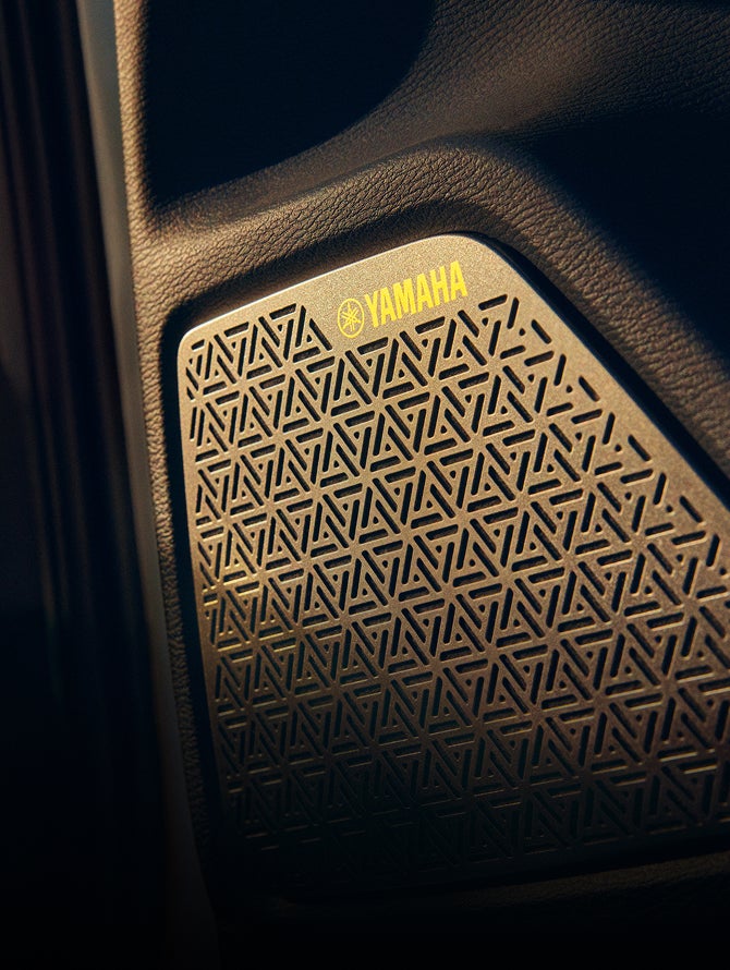 Close up on the Yamaha speakers in a 2026 Mitsubishi Outlander PHEV SUV