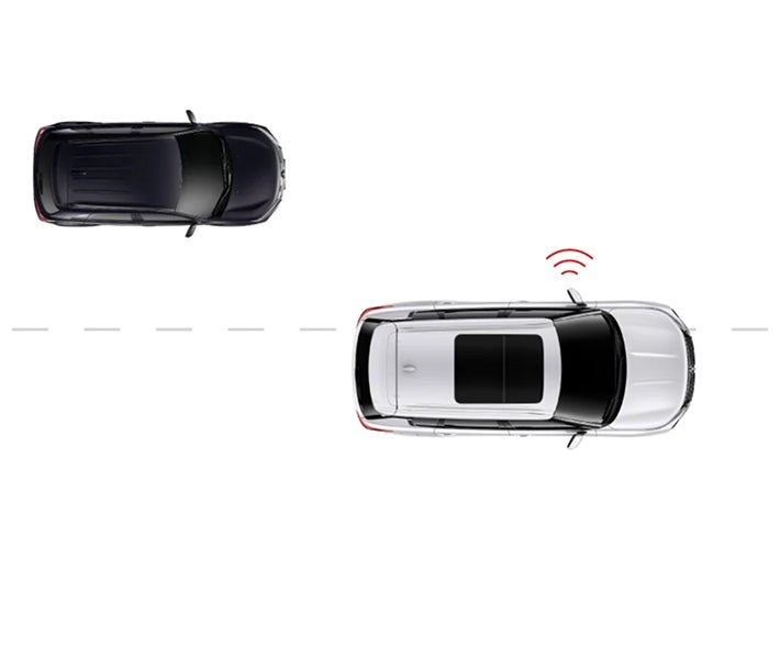 Graphic showing the active blind spot assist feature in the 2026 Mitsubishi Outlander PHEV SUV