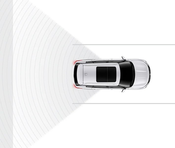 Graphic showing the rear automatic emergency braking feature in the 2026 Mitsubishi Outlander PHEV SUV
