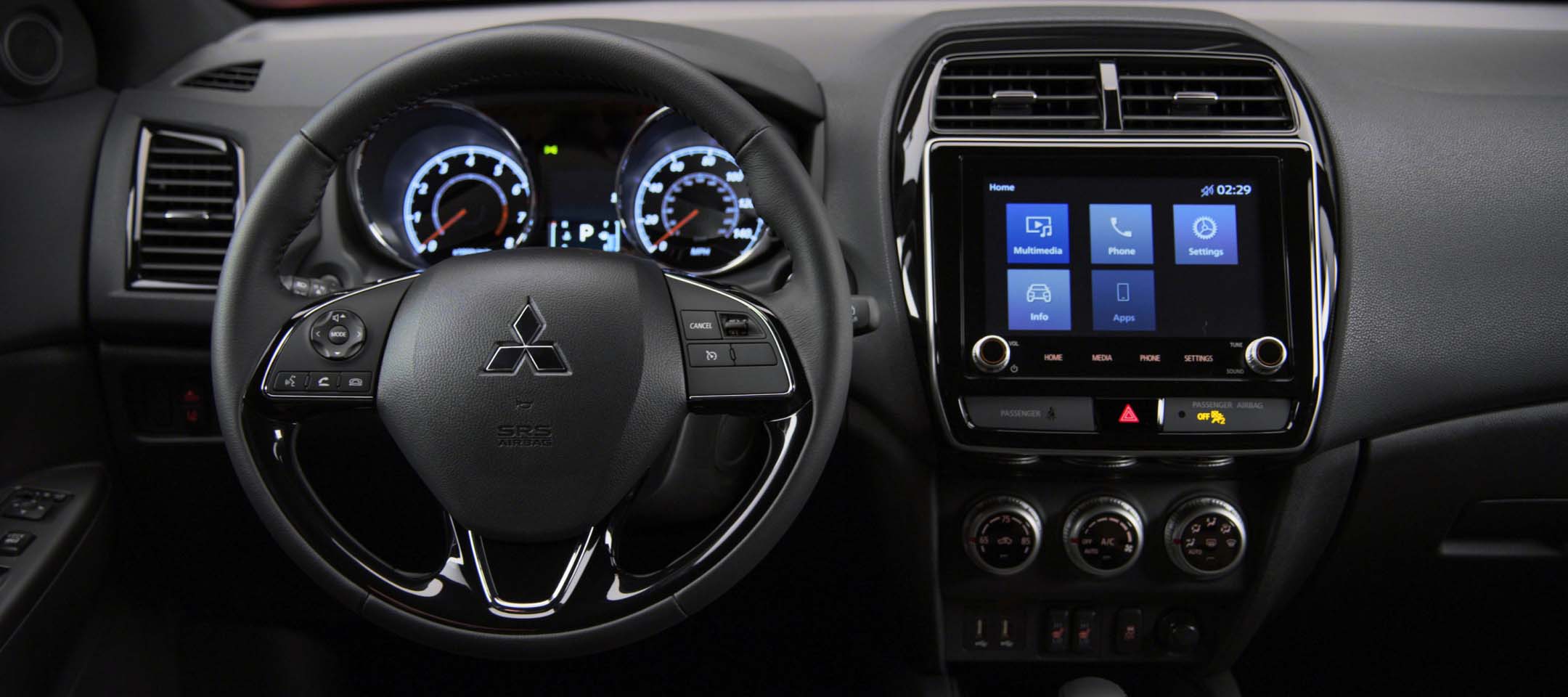 2023 Mitsubishi Outlander Sport SUV steering wheel and touchscreen