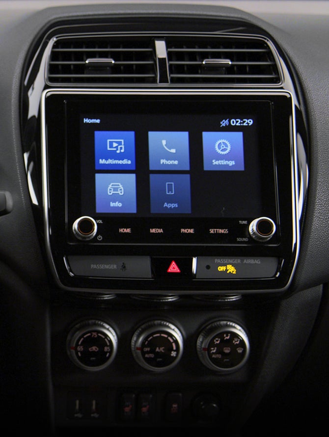 2026 Mitsubishi Outlander Sport SUV Front Display and Temperature Controls