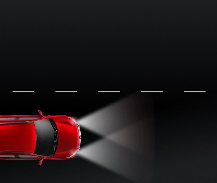 Overhead graphic showing 2026 Mitsubishi Outlander Sport SUV automatic high beams