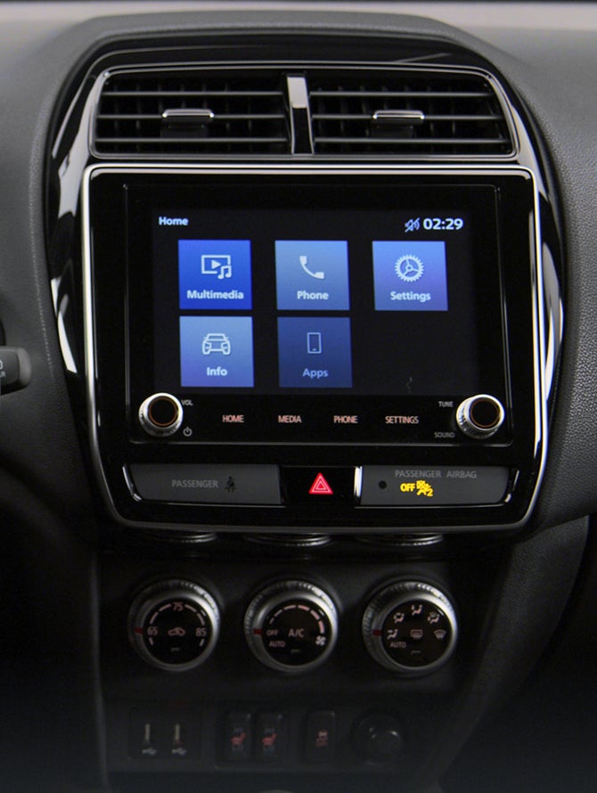 Close up on the available smartphone link display in the 2027 Mitsubishi Outlander Sport