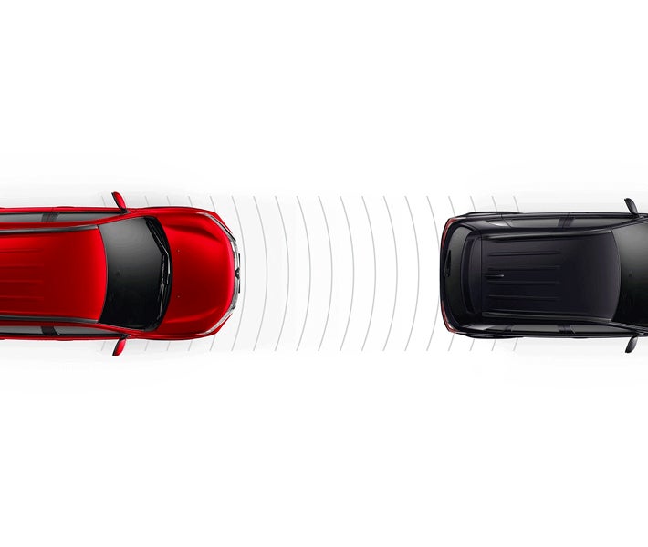 Graphic displaying Forward Collision Mitigation in the 2027 Mitsubishi Outlander Sport