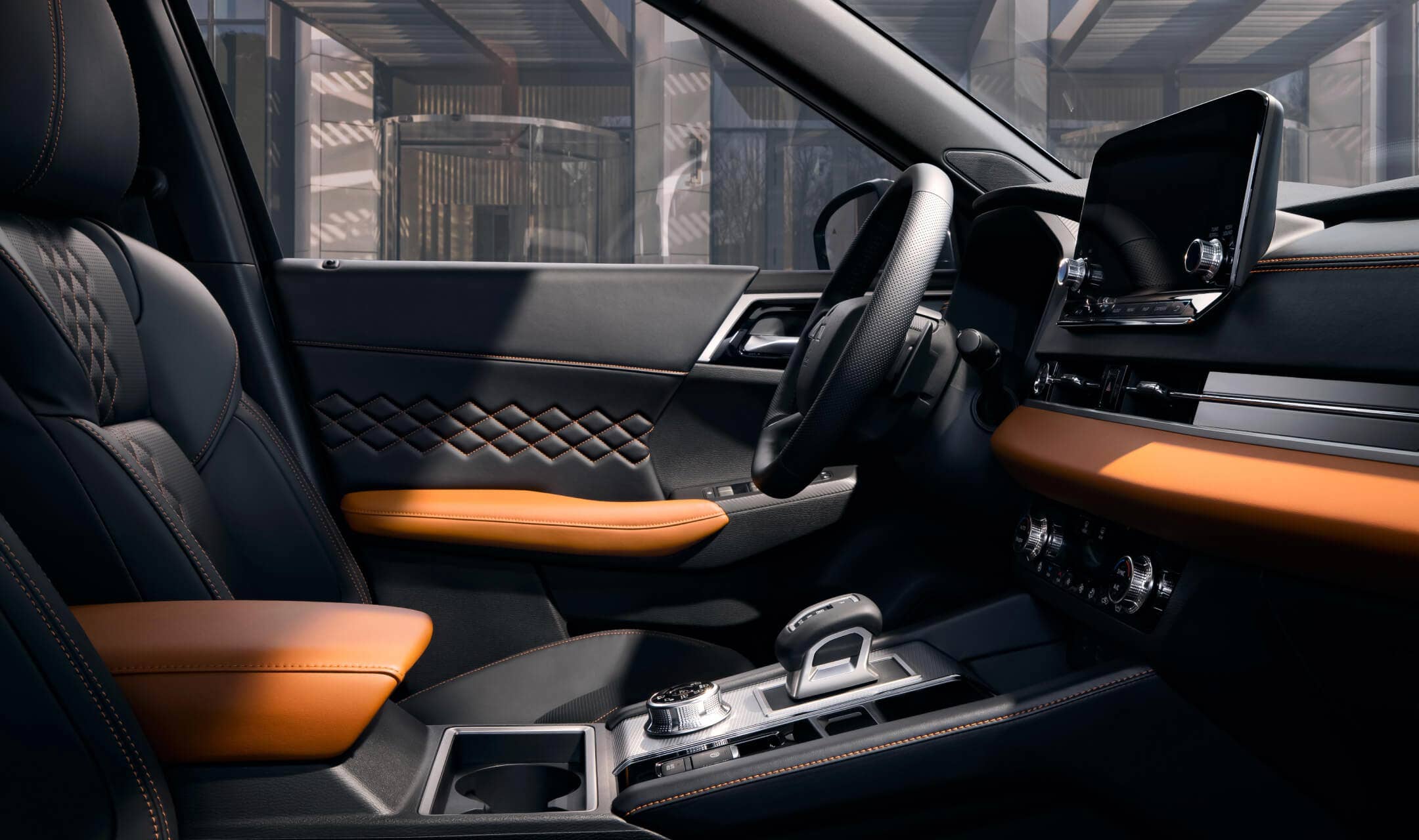 Interior and driver seat of the 2023 Mitsubishi Outlander SUV