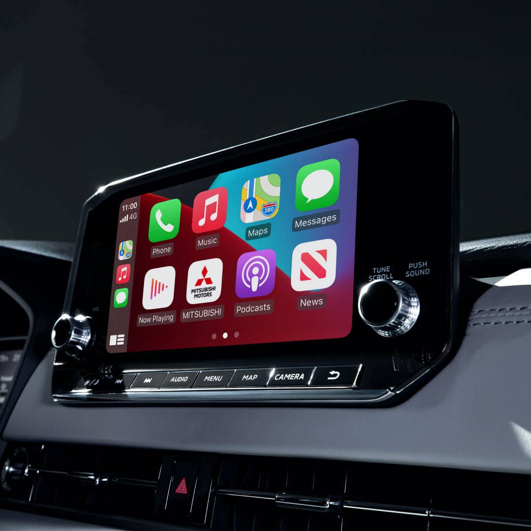 Apple CarPlay displayed on screen display in the 2022 Mitsubishi Outlander SUV.
