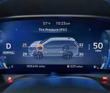 Close up on the display for the 2026 Mitsubishi Outlander SUV tire pressure monitoring system