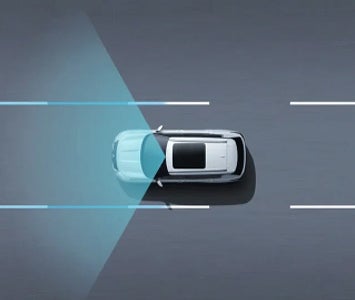 Graphic showing the 2026 Mitsubishi Outlander SUV and lane centering technology from above