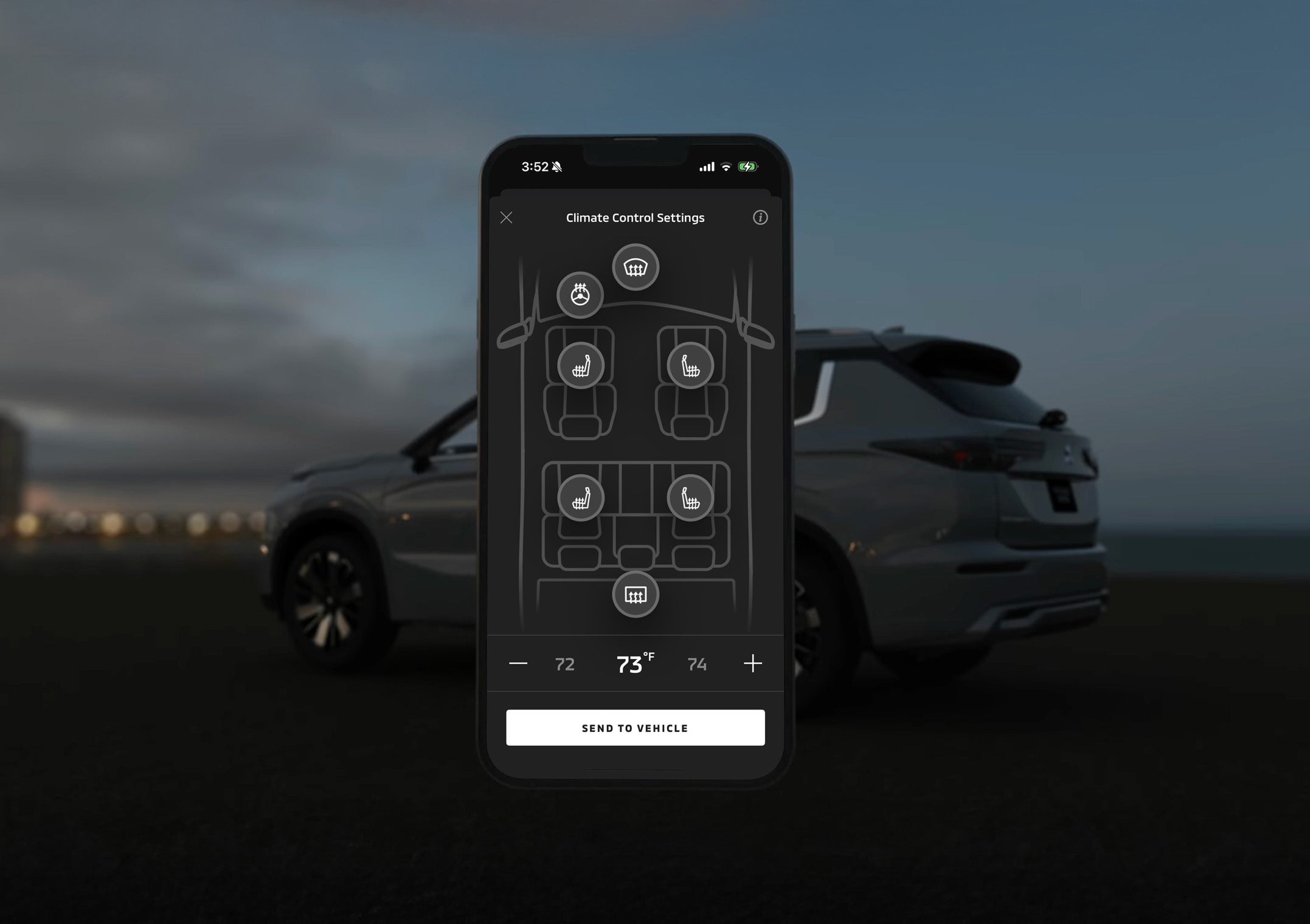 Remote Climate Control Start on the My Mitsubishi Connect App