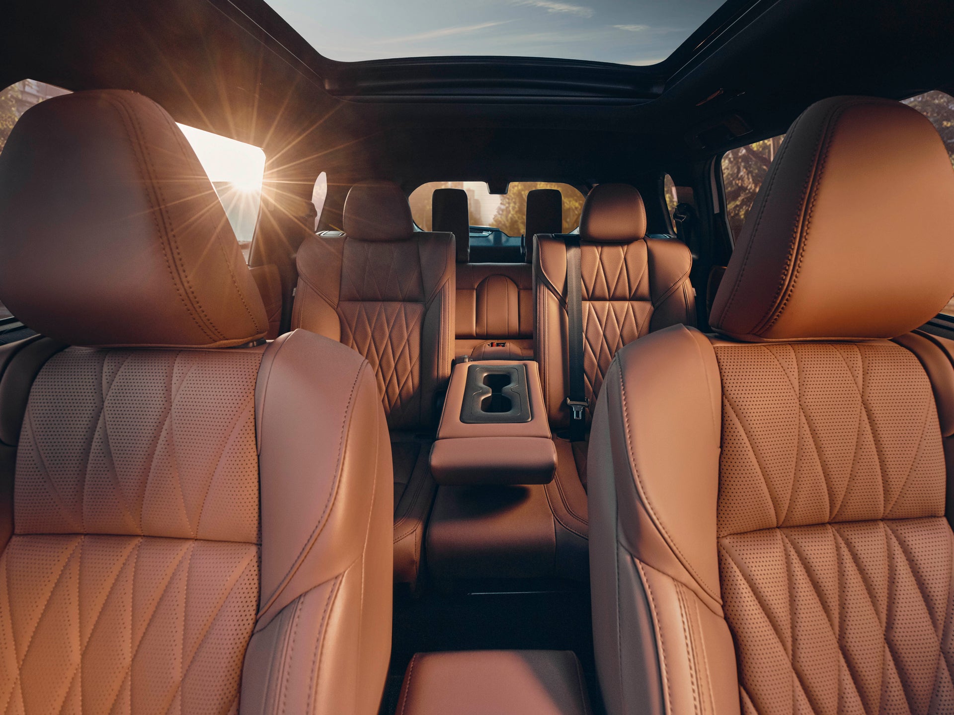 Interior view of the 2026 Mitsubishi Outlander SUV with 3 row seating for up to 7 passengers